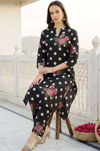 Women Floral Printed Regular Pure Cotton Kurta with Trousers