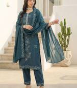 Women Floral Embroidered Regular Thread Work Kurta with Trousers & With Dupatta