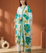 Women Floral Printed Regular Pure Cotton Kurta with Trousers & With Dupatta