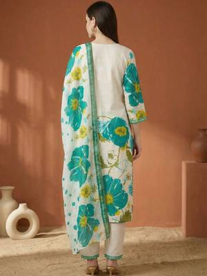 Women Floral Printed Regular Pure Cotton Kurta with Trousers & With Dupatta 3
