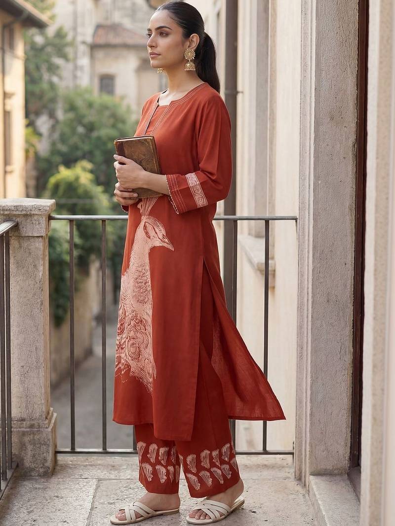 Women Ethnic Motifs Printed Regular Kurta with Trousers