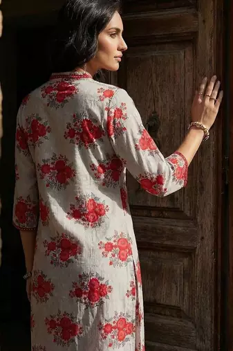 Women Floral Printed Regular Pure Cotton Kurta with Trousers
