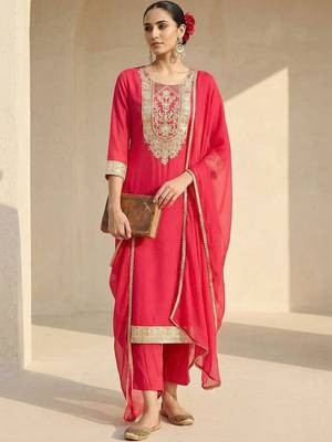 Women Ethnic Motifs Embroidered Regular Thread Work Kurta with Trousers & With Dupatta 2