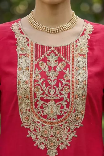 Women Ethnic Motifs Embroidered Regular Thread Work Kurta with Trousers & With Dupatta