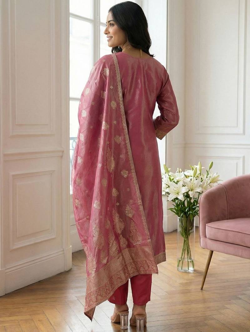 Women Regular Kurta with Trousers & With Dupatta