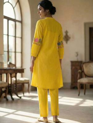Women Floral Embroidered Regular Thread Work Kurta with Trousers 3