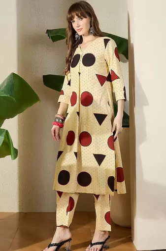 Women Printed Regular Pure Cotton Kurta with Trousers