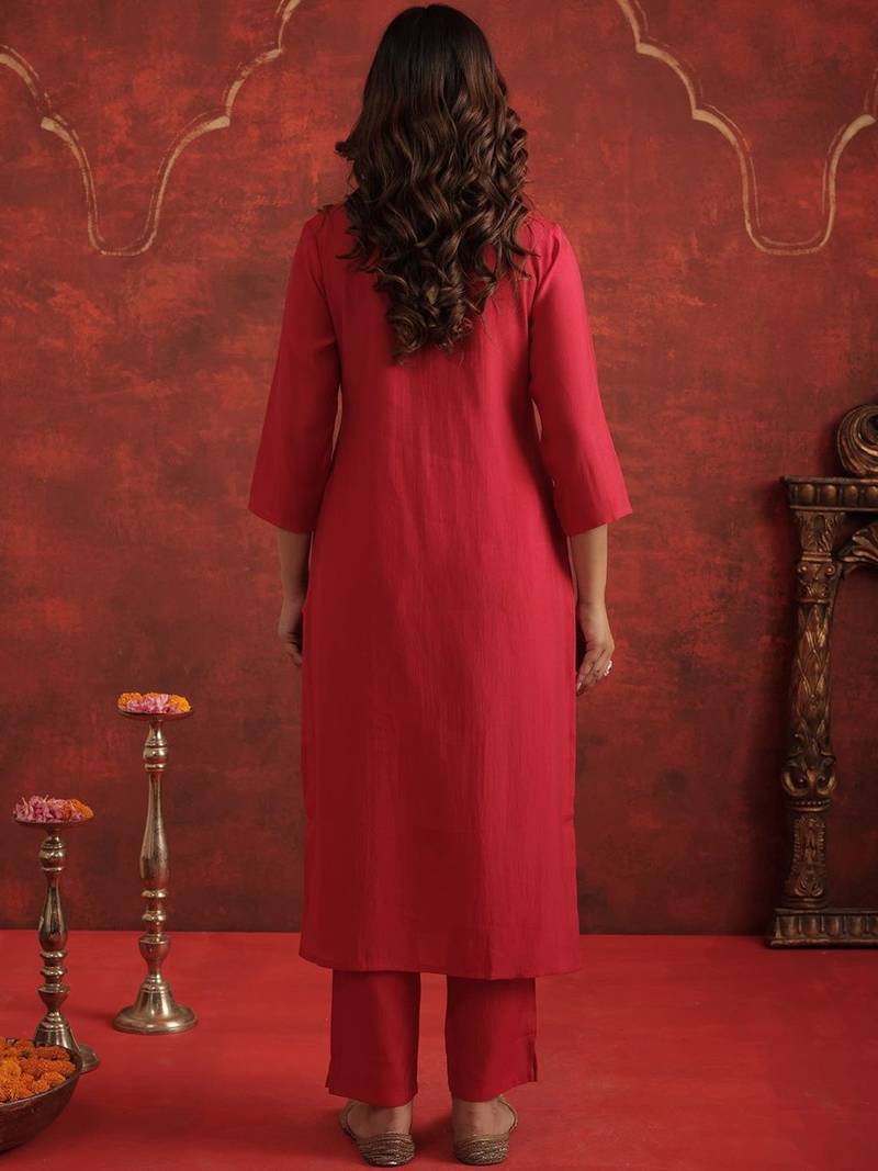 Women Ethnic Motifs Embroidered Regular Thread Work Kurta with Trousers & With Dupatta