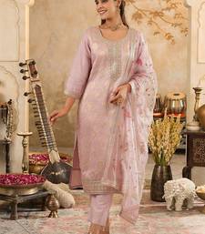 Women Regular Thread Work Kurta with Trousers & With Dupatta