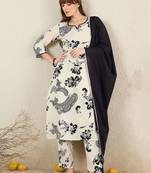 Women Ethnic Motifs Printed Regular Pure Cotton Kurta with Trousers & With Dupatta