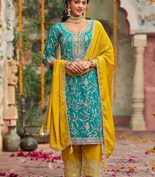 Women Ethnic Motifs Embroidered Regular Thread Work Kurta with Patiala & With Dupatta