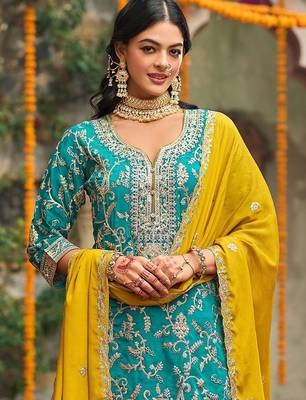 Women Ethnic Motifs Embroidered Regular Thread Work Kurta with Patiala & With Dupatta 2