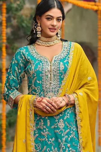 Women Ethnic Motifs Embroidered Regular Thread Work Kurta with Patiala & With Dupatta