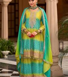 Women Printed Tiered Thread Work Kurta with Sharara & With Dupatta