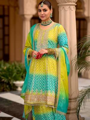 Women Printed Tiered Thread Work Kurta with Sharara & With Dupatta 5