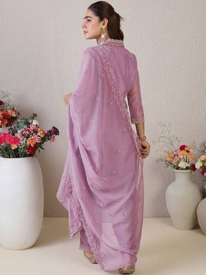 Women Ethnic Motifs Embroidered Regular Thread Work Kurta with Trousers & With Dupatta 4