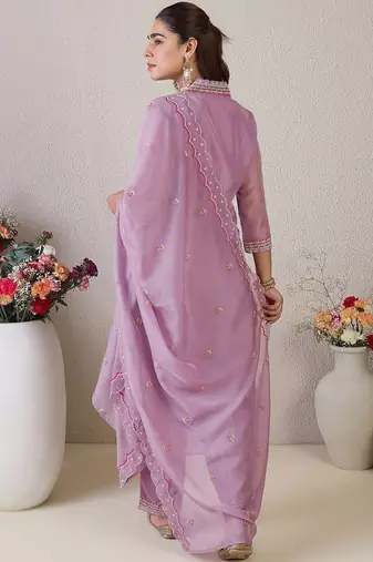 Women Ethnic Motifs Embroidered Regular Thread Work Kurta with Trousers & With Dupatta