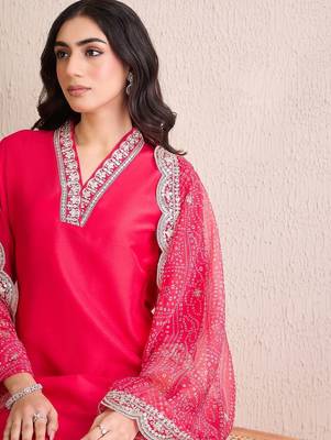 Women Ethnic Motifs Regular Thread Work Kurta with Trousers & With Dupatta 2