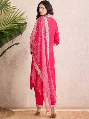 Women Ethnic Motifs Regular Thread Work Kurta with Trousers & With Dupatta 7