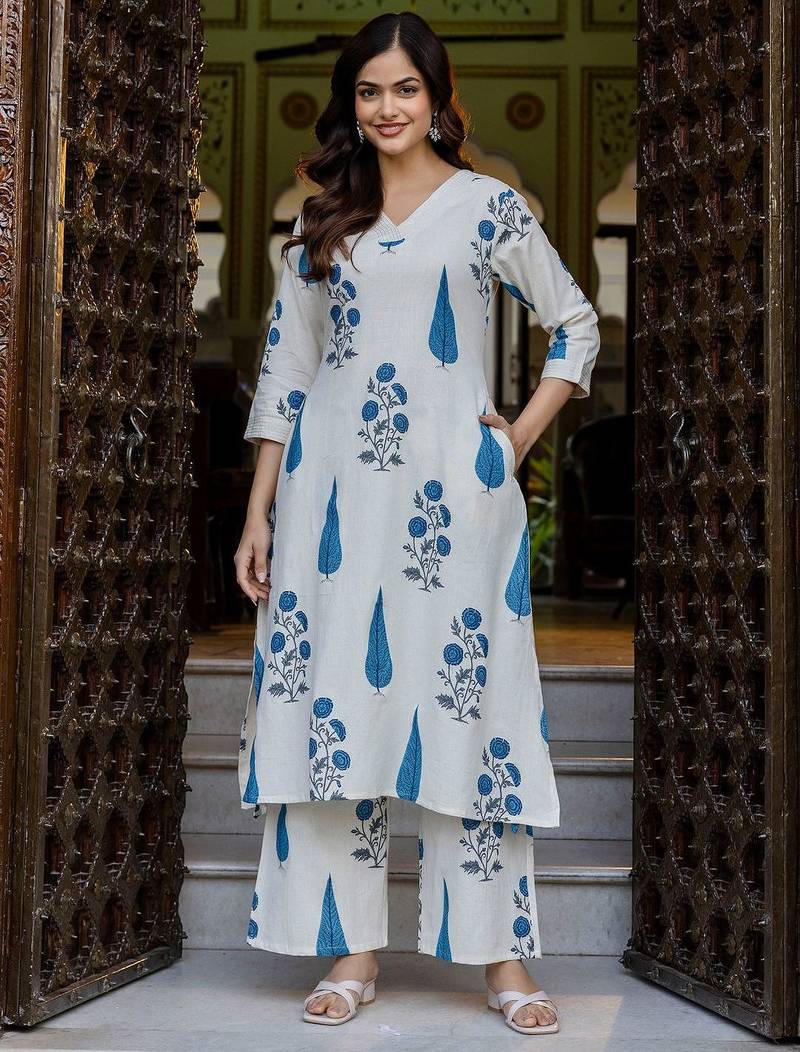 Women Floral Printed Regular Kurta with Trousers