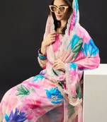 Women Floral Printed Regular Thread Work Kurta with Trousers & With Dupatta