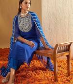 Women Ethnic Motifs Embroidered Thread Work Kurta with Trousers & With Dupatta