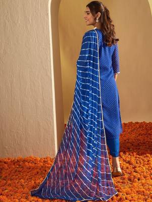 Women Ethnic Motifs Embroidered Thread Work Kurta with Trousers & With Dupatta 6