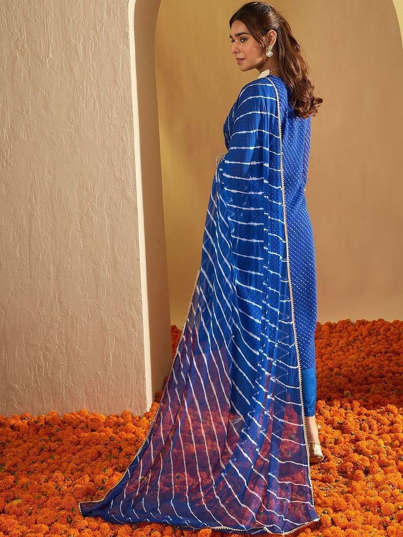 Women Ethnic Motifs Embroidered Thread Work Kurta with Trousers & With Dupatta