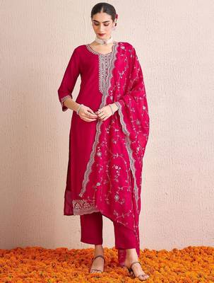 Women Ethnic Motifs Embroidered Regular Sequinned Kurta with Trousers & With Dupatta 1