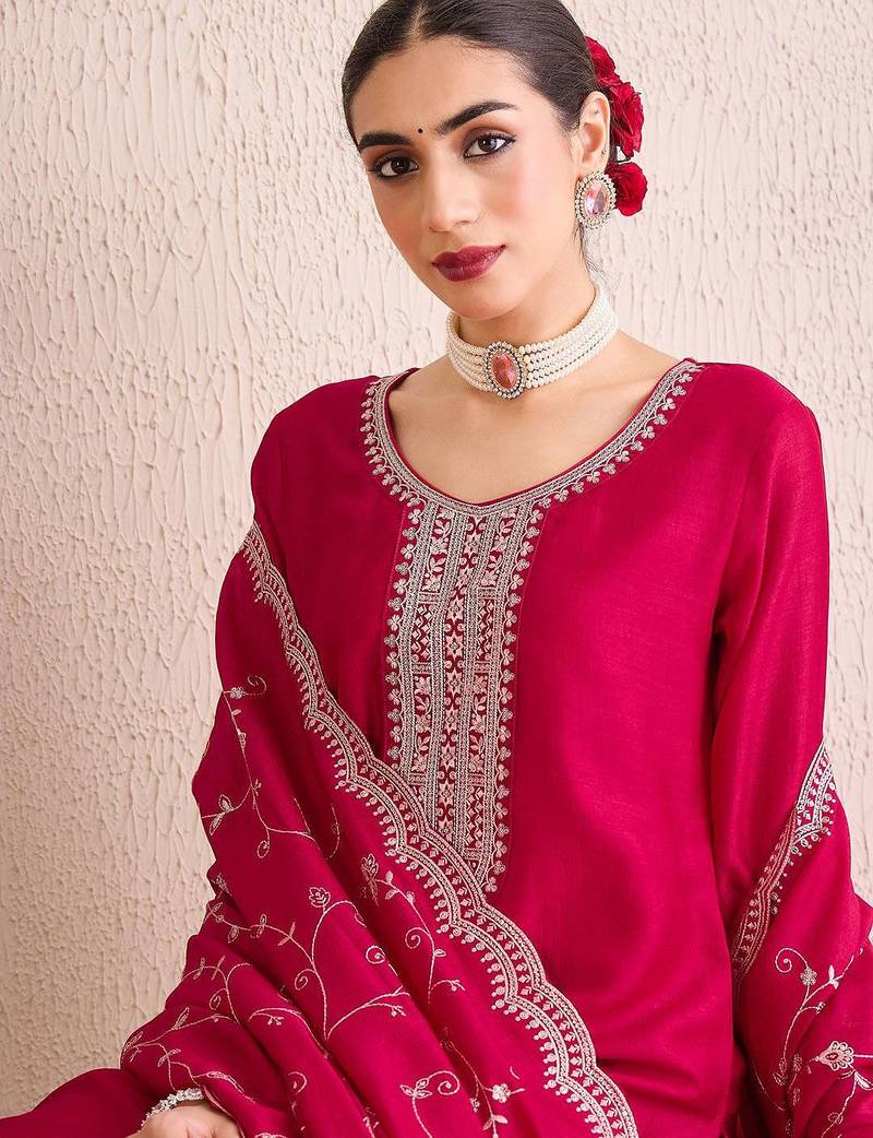 Women Ethnic Motifs Embroidered Regular Sequinned Kurta with Trousers & With Dupatta
