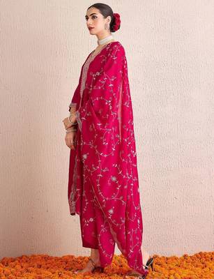 Women Ethnic Motifs Embroidered Regular Sequinned Kurta with Trousers & With Dupatta 3