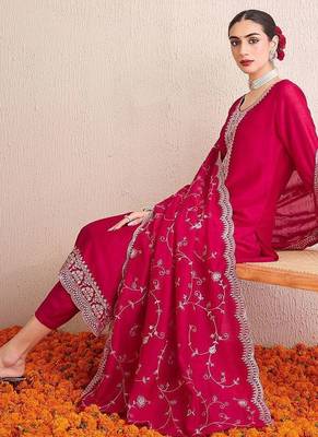 Women Ethnic Motifs Embroidered Regular Sequinned Kurta with Trousers & With Dupatta 6