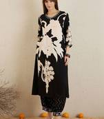 Women Floral Printed Regular Thread Work Kurta with Trousers