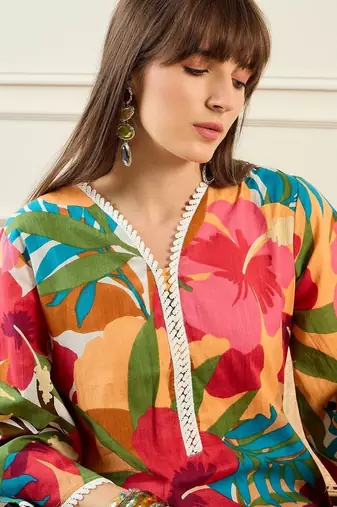 Women Floral Printed Regular Pure Cotton Kurta with Trousers