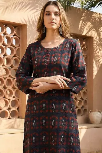 Women Printed Regular Pure Cotton Kurta with Trousers