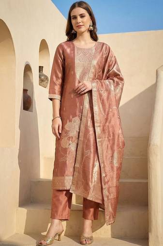 Women Regular Kurta with Trousers & With Dupatta