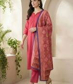 Women Regular Kurta with Trousers & With Dupatta