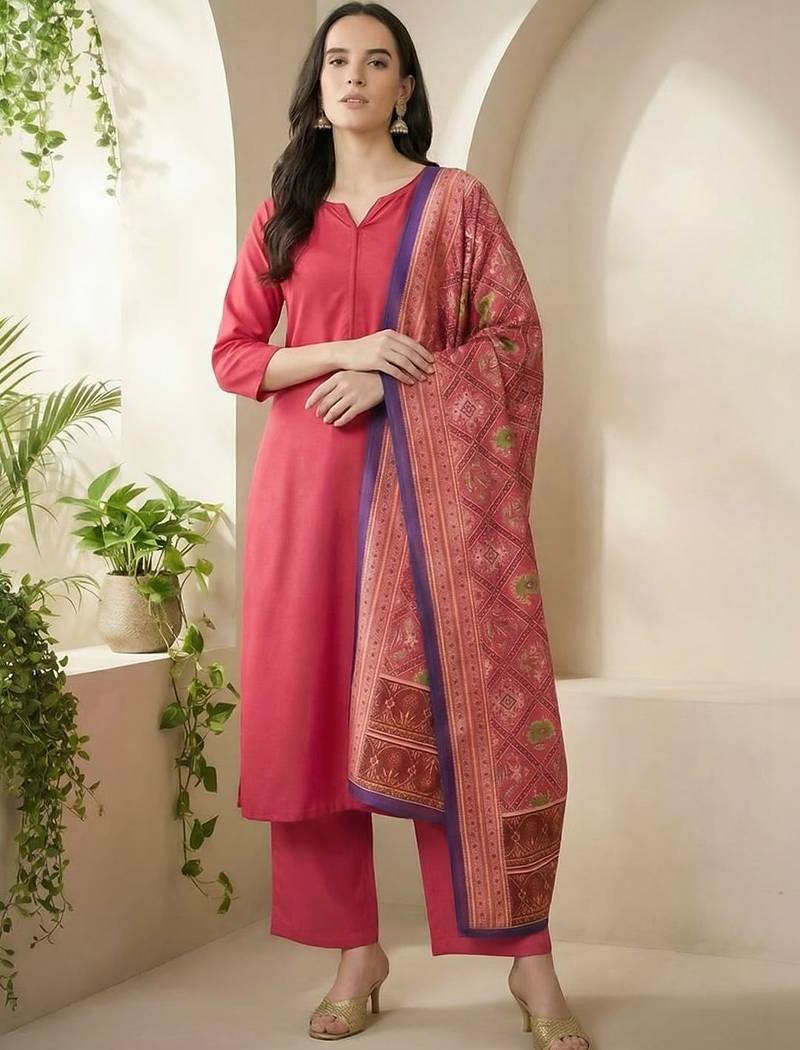 Women Regular Kurta with Trousers & With Dupatta