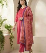 Women Ethnic Motifs Regular Kurta with Trousers & With Dupatta