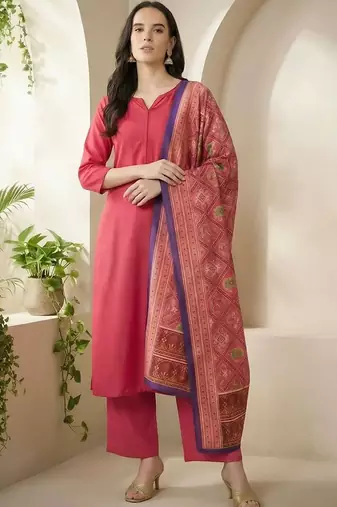 Women Ethnic Motifs Regular Kurta with Trousers & With Dupatta
