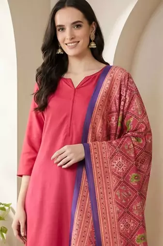 Women Ethnic Motifs Regular Kurta with Trousers & With Dupatta