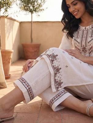 Women Ethnic Motifs Embroidered Regular Mirror Work Pure Cotton Kurta with Trousers & With Dupatta 6