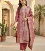 Women Ethnic Motifs Regular Kurta with Trousers & With Dupatta