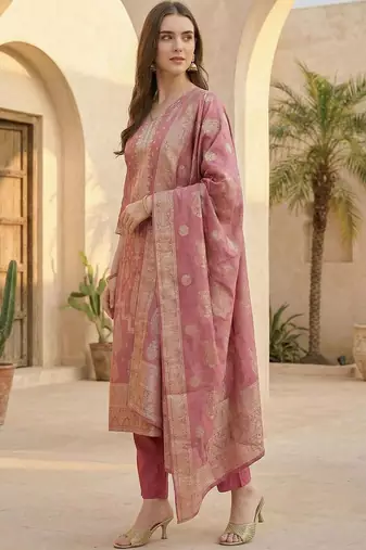 Women Ethnic Motifs Regular Kurta with Trousers & With Dupatta
