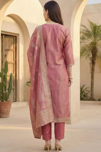 Women Ethnic Motifs Regular Kurta with Trousers & With Dupatta