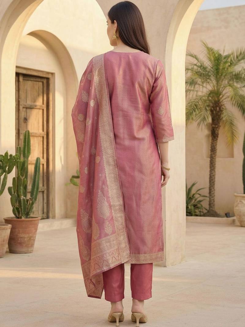 Women Ethnic Motifs Regular Kurta with Trousers & With Dupatta