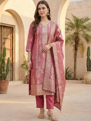 Women Ethnic Motifs Regular Kurta with Trousers & With Dupatta 5