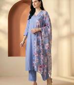 Women Floral Regular Thread Work Kurta with Trousers & With Dupatta