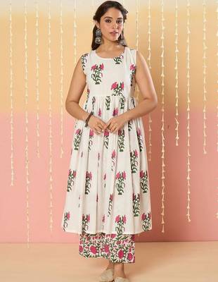 Women Floral Printed Regular Pure Cotton Kurta with Trousers & With Dupatta 7