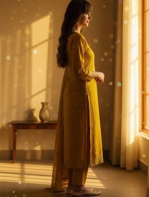 Women Ethnic Motifs Embroidered Regular Thread Work Kurta with Trousers & With Dupatta 3